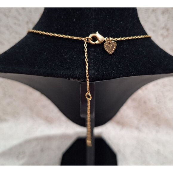 EUC Stella and Dot Gold-tone Necklace W/ Teardrop Turquoise Bead Pendant & Cryst - Picture 2 of 6